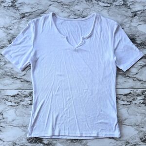 Classic White Ribbed Tee XL